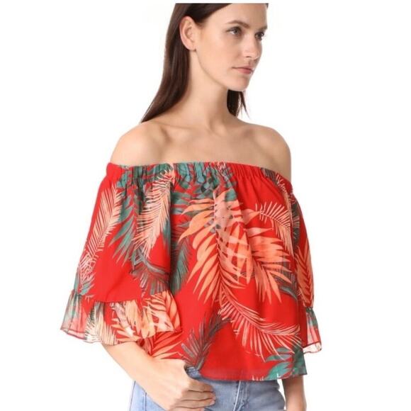 Rebecca Minkoff Women's Faith Top Red Tropical Size S. NEW - Picture 1 of 10